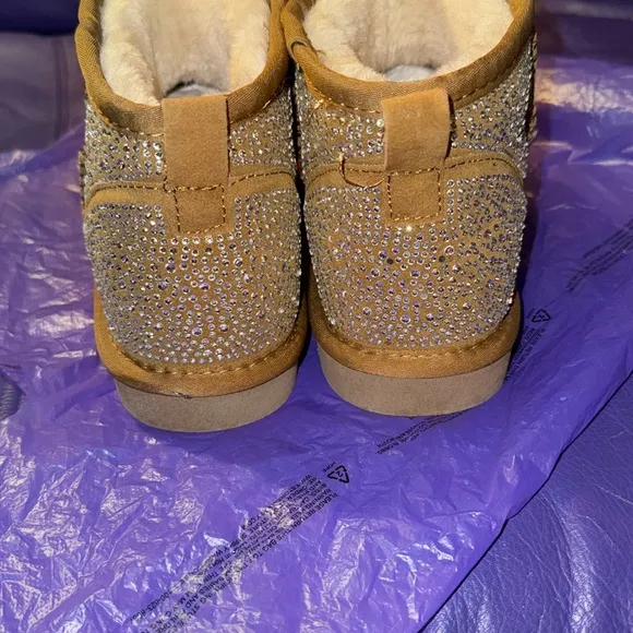 Boots, INC, NWOT, Winter Boots, Rhinestone covered Nubuck, Size 8