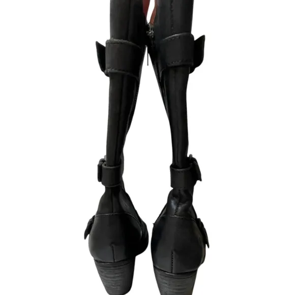 Born Black Leather Buckle Boots with Zipper, Color Black, Size Women’s 6.5M