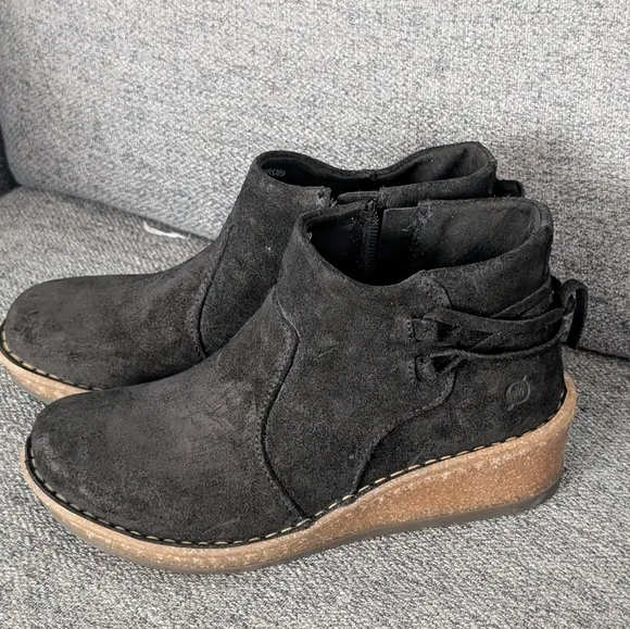 Born Black Suede Ankle Boots