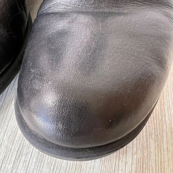 Born B.O.C. Boots Womens Size 6M Black Leather Moto Natural Neutral Buckle Ankle