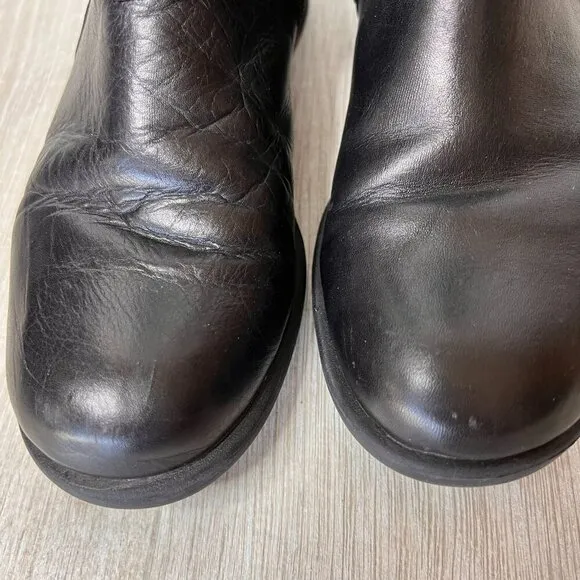 Born B.O.C. Boots Womens Size 6M Black Leather Moto Natural Neutral Buckle Ankle