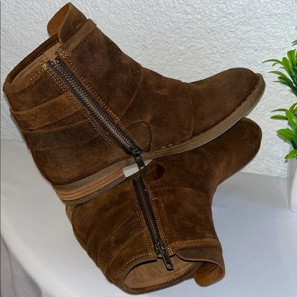 Born Brown Ankle Boots with Buckle Straps