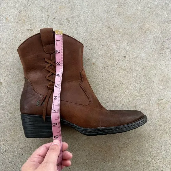 Born Karin Brown Leather Western Cowboy Ankle Boots Women’s Sz 7.5