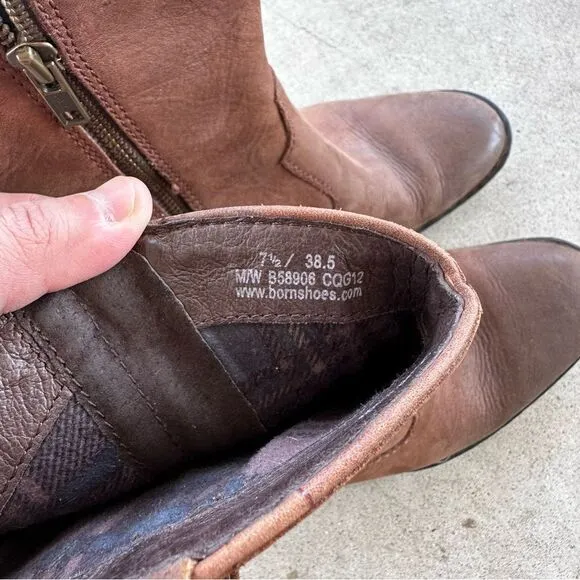 Born Karin Brown Leather Western Cowboy Ankle Boots Women’s Sz 7.5