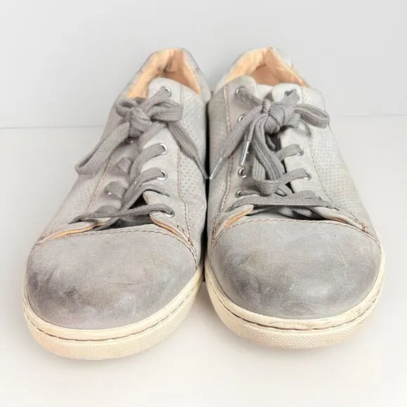 Born Mens Ashram Casual Shoe Size 10.5 M Gray Perforated Leather Sneaker Cap Toe