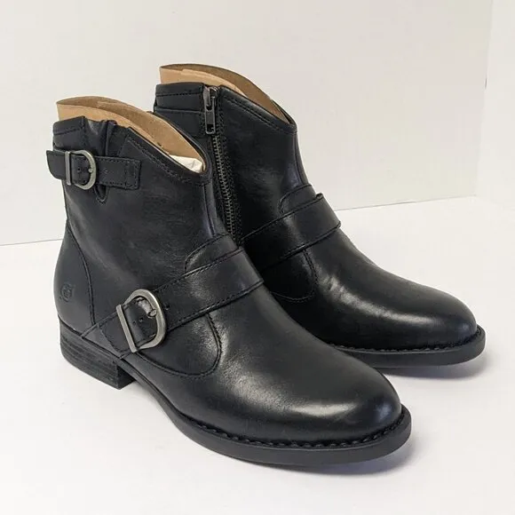 Born Regis Ankle Boots, Black Leather, Women's 6 M