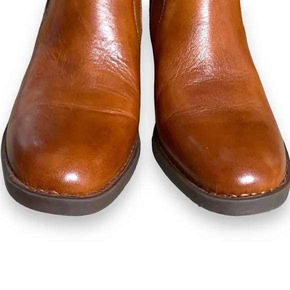 Born Tori Ankle Boots Brown Ankle Strap Detail Leather Side Zip Size 9.5
