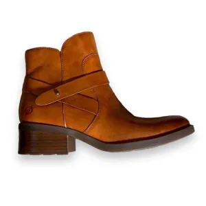 Born Tori Ankle Boots Brown Ankle Strap Detail Leather Side Zip Size 9.5
