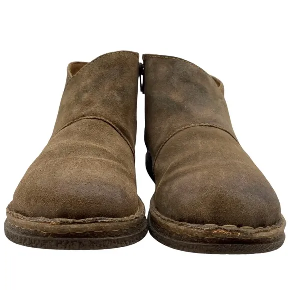 Born Womens Shoes Tora Ankle Boots Sz 8.5 Brown Leather Distressed Casual Flat