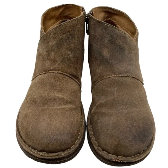Born Womens Shoes Tora Ankle Boots Sz 8.5 Brown Leather Distressed Casual Flat