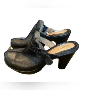 Born women’s size 9 black clog style leather heeled shoes