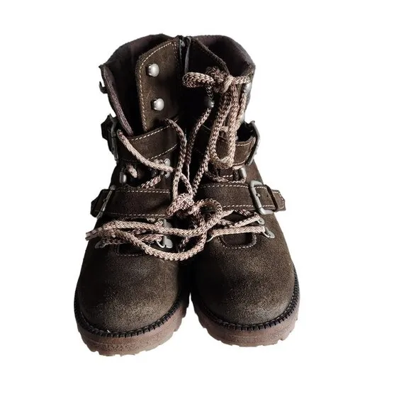 Bos &amp; Co Corral Shoes Women's 38 7.5 Brown Waterproof Suede Boots Lace Up