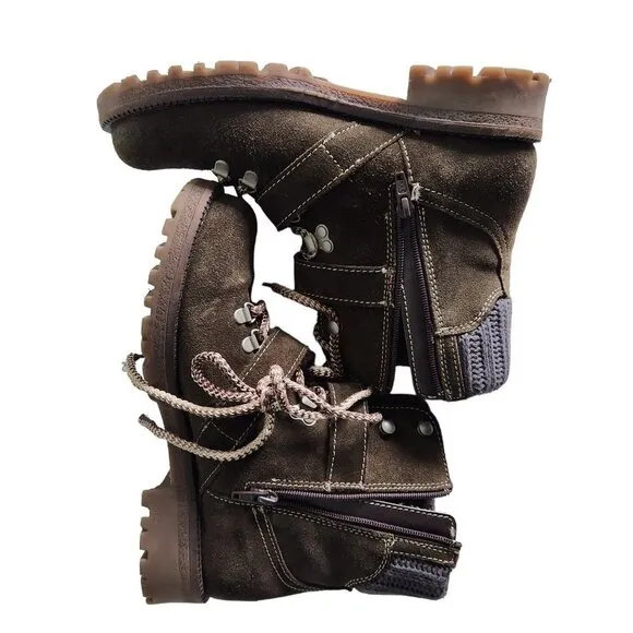 Bos &amp; Co Corral Shoes Women's 38 7.5 Brown Waterproof Suede Boots Lace Up