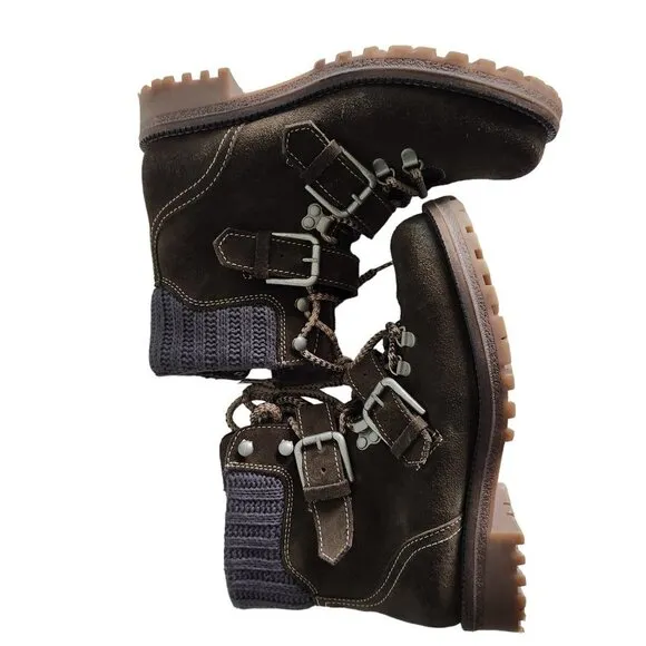 Bos &amp; Co Corral Shoes Women's 38 7.5 Brown Waterproof Suede Boots Lace Up