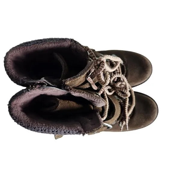 Bos &amp; Co Corral Shoes Women's 38 7.5 Brown Waterproof Suede Boots Lace Up