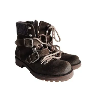 Bos &amp; Co Corral Shoes Women's 38 7.5 Brown Waterproof Suede Boots Lace Up