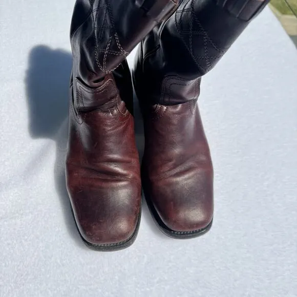 Boulet 5095 Women's Motorcycle Boots Sz 9 Made Western Cowgirl Cowboy Square Toe