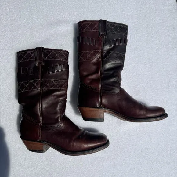 Boulet 5095 Women's Motorcycle Boots Sz 9 Made Western Cowgirl Cowboy Square Toe