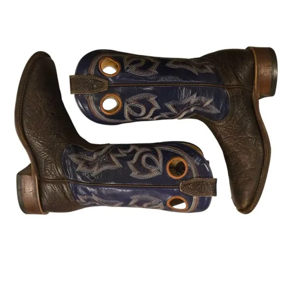 Boulet Cowboy Boots Womens 7 C Brown Purple Leather Western AS IS READ