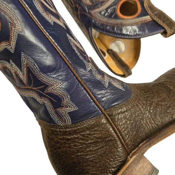 Boulet Cowboy Boots Womens 7 C Brown Purple Leather Western AS IS READ