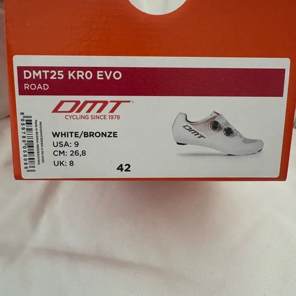 BRAND NEW 2025 DMT KRO EVO Cycling Shoes US 9 EU 42 UK 8 White   Copper