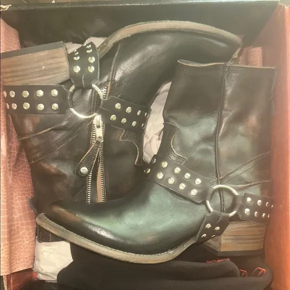 Brand New, never worn Freebird Studded Leather Ankle Boots