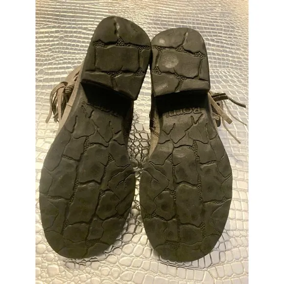 Børn Born Cross Casual Zip Ankle Boots Gray Leather Fringe Size 7.5 M