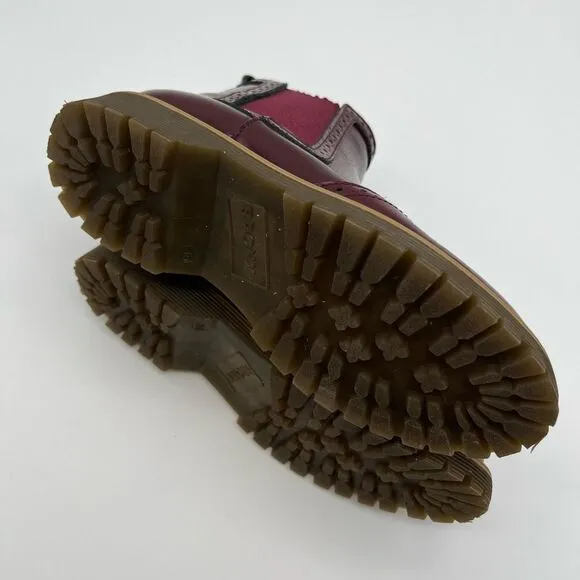 BRONX Chelsea Boots Women's Size 39 Burgundy Wingtip Brogue Leather Pull On EUC