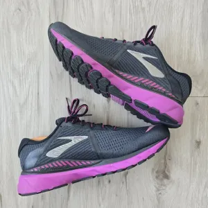Brooks | Adrenaline 20 gray neon purple running sneakers | WMS 12 (Wide)