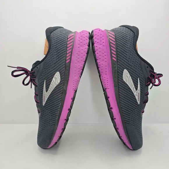 Brooks | Adrenaline 20 gray neon purple running sneakers | WMS 12 (Wide)