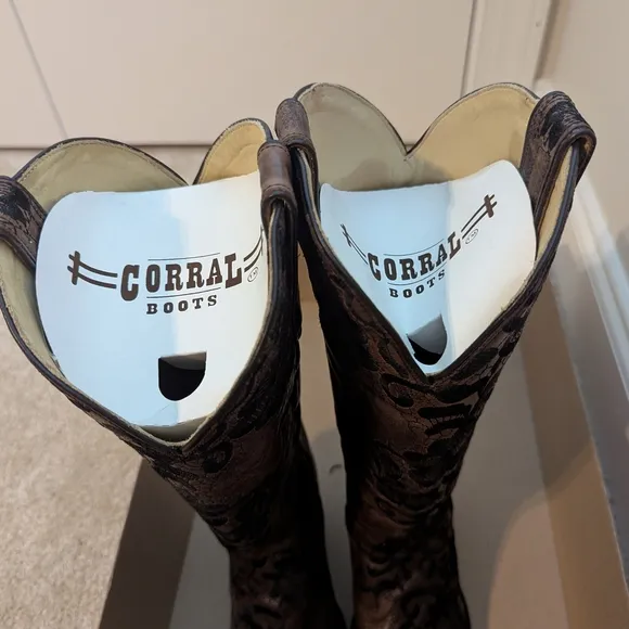 Brown and Black Patterned Cowboy Boots