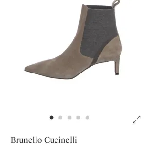 Brunello Cucinelli Suede Chelsea Khaki Ankle Boots with Kitten Heel Size 35