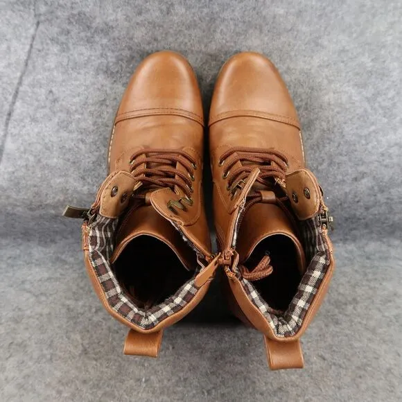 Bruno Marc Shoes Mens 6.5 Boots Motorcycle Biker Combat Casual Zip Lace Up Brown