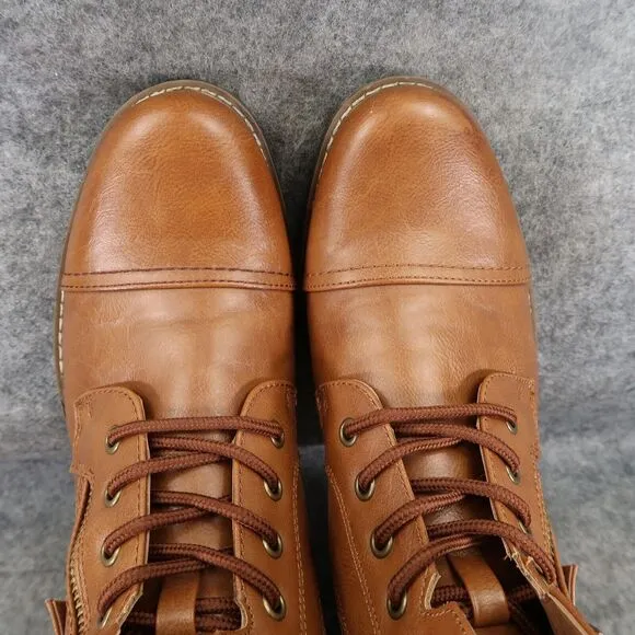 Bruno Marc Shoes Mens 6.5 Boots Motorcycle Biker Combat Casual Zip Lace Up Brown