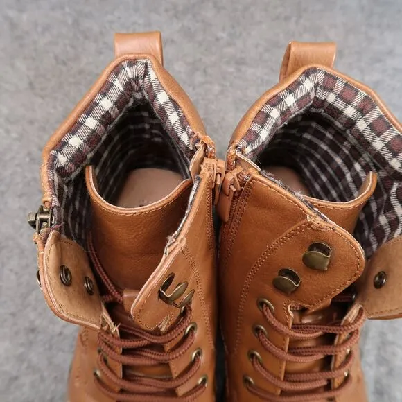 Bruno Marc Shoes Mens 6.5 Boots Motorcycle Biker Combat Casual Zip Lace Up Brown