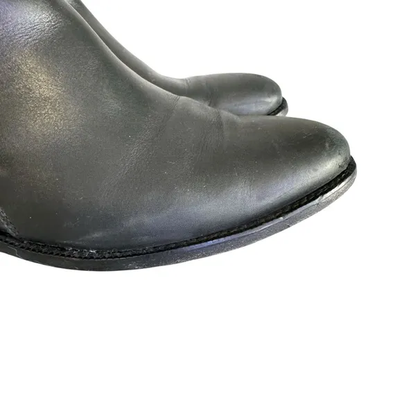 Burberry Black Leather Womens Ankle Boots with Gold Buckle Size 8.5