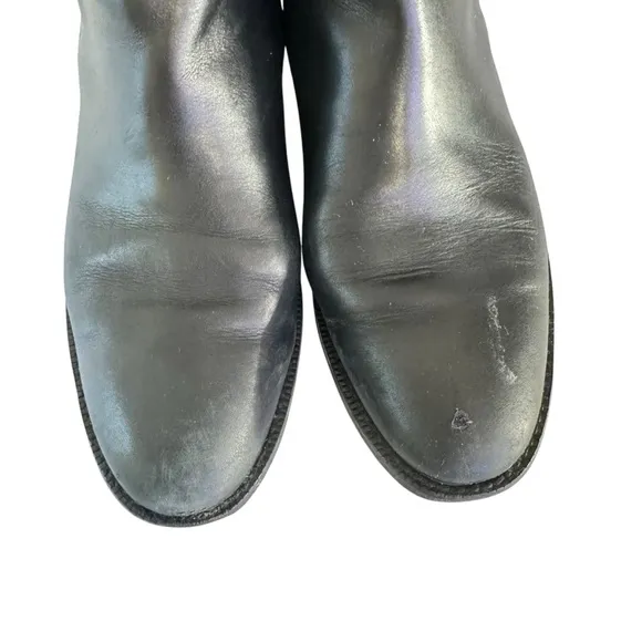 Burberry Black Leather Womens Ankle Boots with Gold Buckle Size 8.5