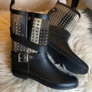 Burberry Studded Nova Check Rain Boots