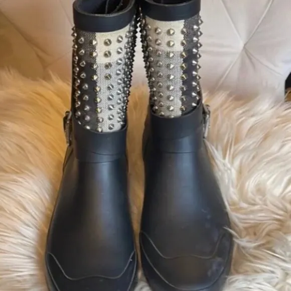 Burberry Studded Nova Check Rain Boots