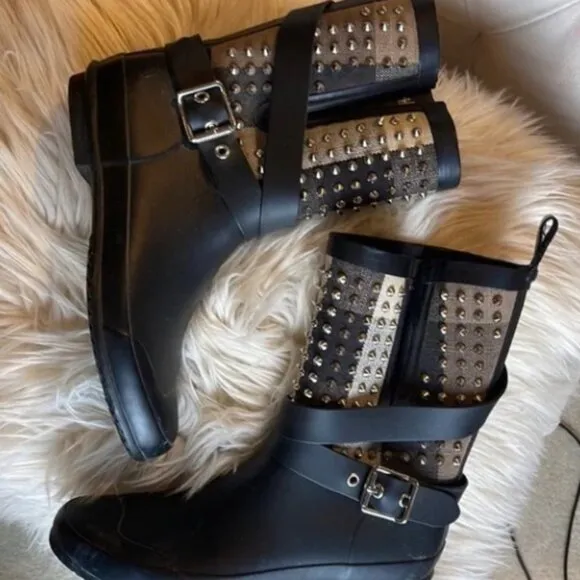 Burberry Studded Nova Check Rain Boots