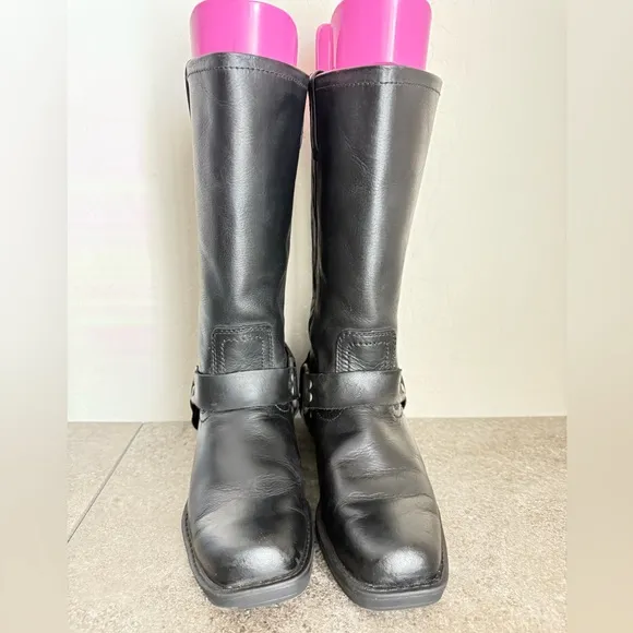 Cabela’s Black Leather Harness Classic Motorcycle Vintage Biker Boots Women’s 8M