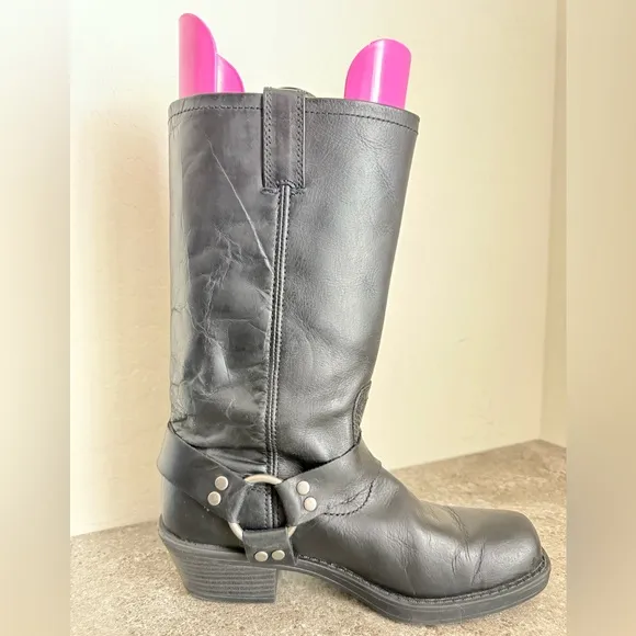 Cabela’s Black Leather Harness Classic Motorcycle Vintage Biker Boots Women’s 8M