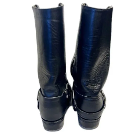 Caboots Boots Mens 12 D Black Motorcycle Mid Calf Hog Nose Cowboy Western Custom