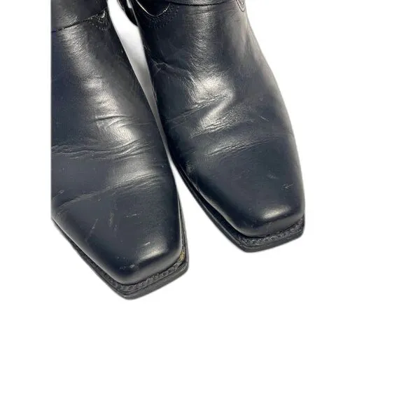 Caboots Boots Mens 12 D Black Motorcycle Mid Calf Hog Nose Cowboy Western Custom