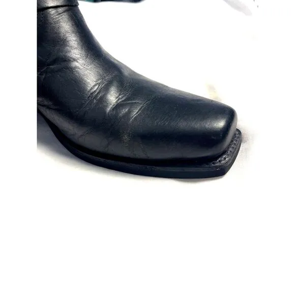Caboots Boots Mens 12 D Black Motorcycle Mid Calf Hog Nose Cowboy Western Custom