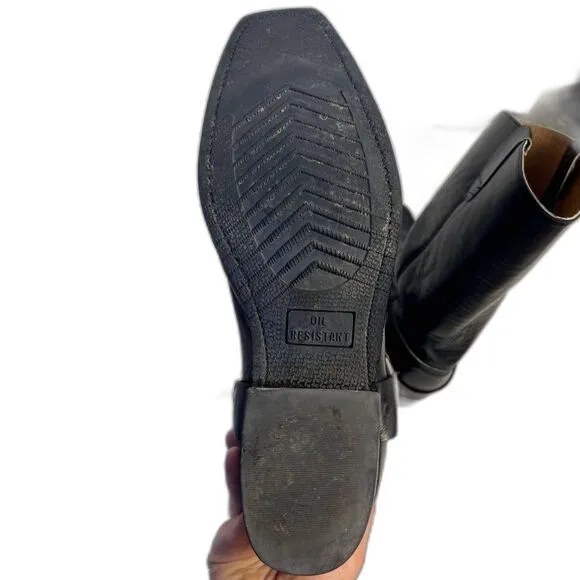Caboots Boots Mens 12 D Black Motorcycle Mid Calf Hog Nose Cowboy Western Custom