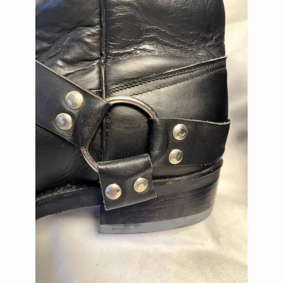 Caboots Boots Mens 12 D Black Motorcycle Mid Calf Hog Nose Cowboy Western Custom