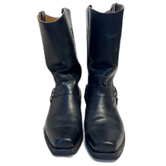 Caboots Boots Mens 12 D Black Motorcycle Mid Calf Hog Nose Cowboy Western Custom