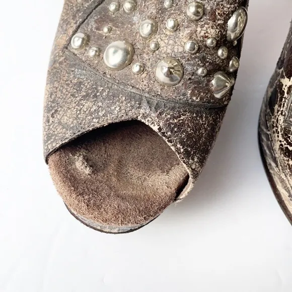 Calleen Cordero Studded Distress Ankle Boots