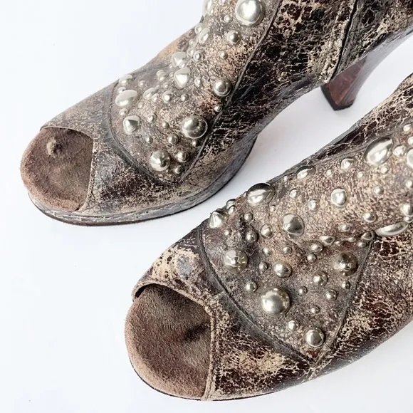 Calleen Cordero Studded Distress Ankle Boots